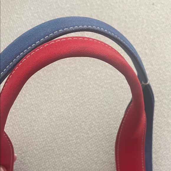 Tory Burch Red and Blue Canvas Tote - Picture 3 of 7